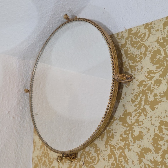 Vintage Stylebuilt Accessories Cherub Footed Vanity Mirror Tray 10R - Picture 6 of 8